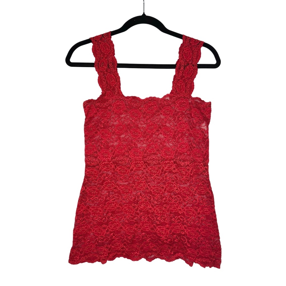 Stretch Empire Waist Full Lace Red Cami
